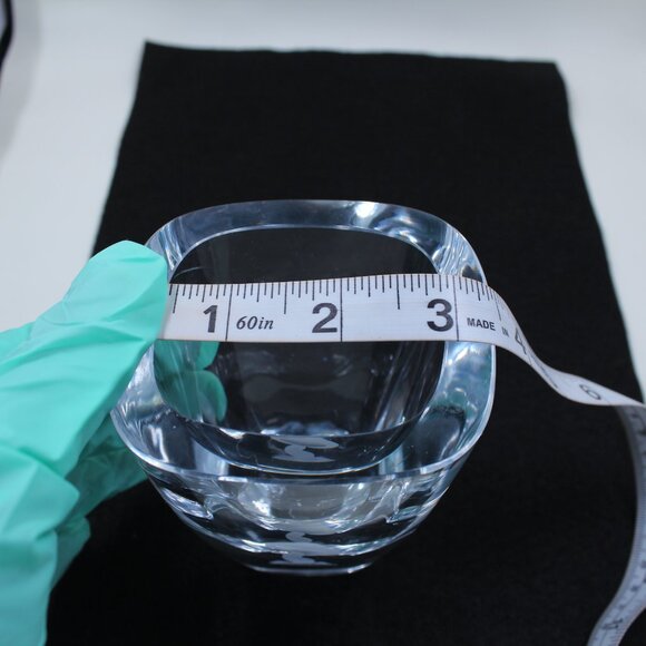 Small Heavy Glass or Crystal Vase with Etched Mushroom - Picture 8 of 12